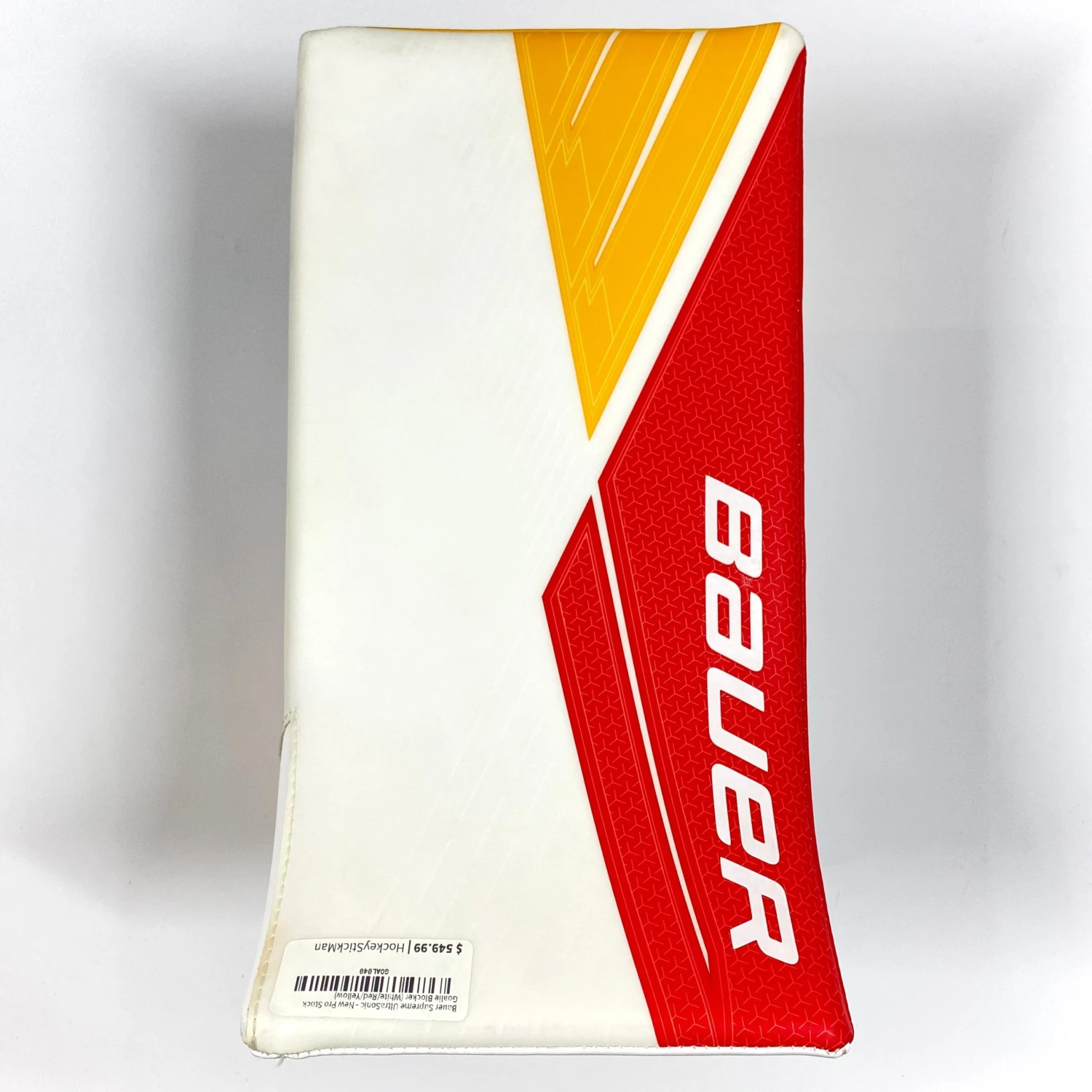 Bauer Supreme UltraSonic - New Pro Stock Goalie Blocker (White/Red/Yellow) 3 Bauer Supreme UltraSonic - New Pro Stock Goalie Blocker (White/Red/Yellow)