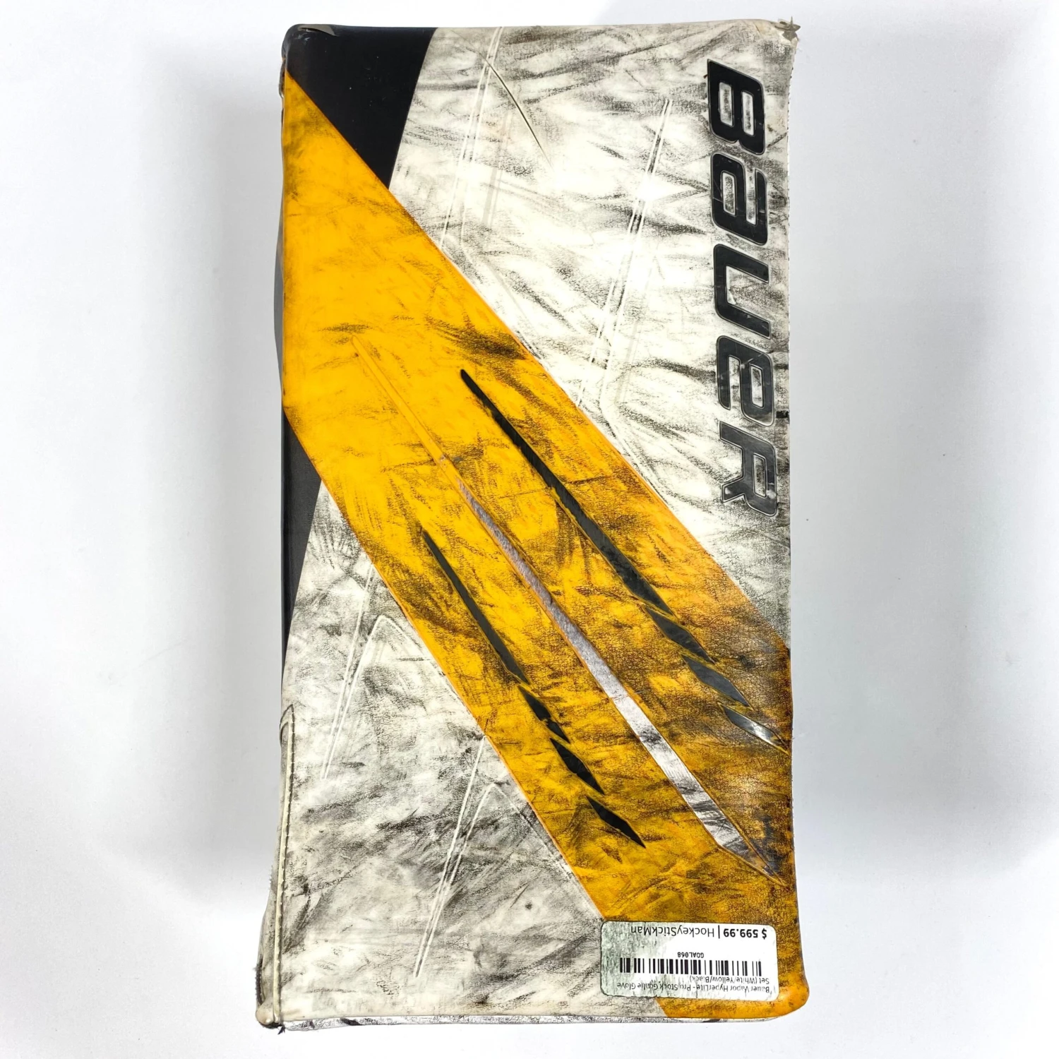 Bauer Vapor HyperLite - Used Pro Stock Goalie Blocker (White/Yellow/Black) 3 Bauer Vapor HyperLite - Used Pro Stock Goalie Blocker (White/Yellow/Black)