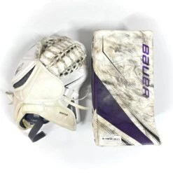 Bauer Supreme 2S Pro - Used Pro Stock Goalie Pads - Full Set (White/Purple/Black) -Hockey Stick Man Photo2023 05 04 125624PM