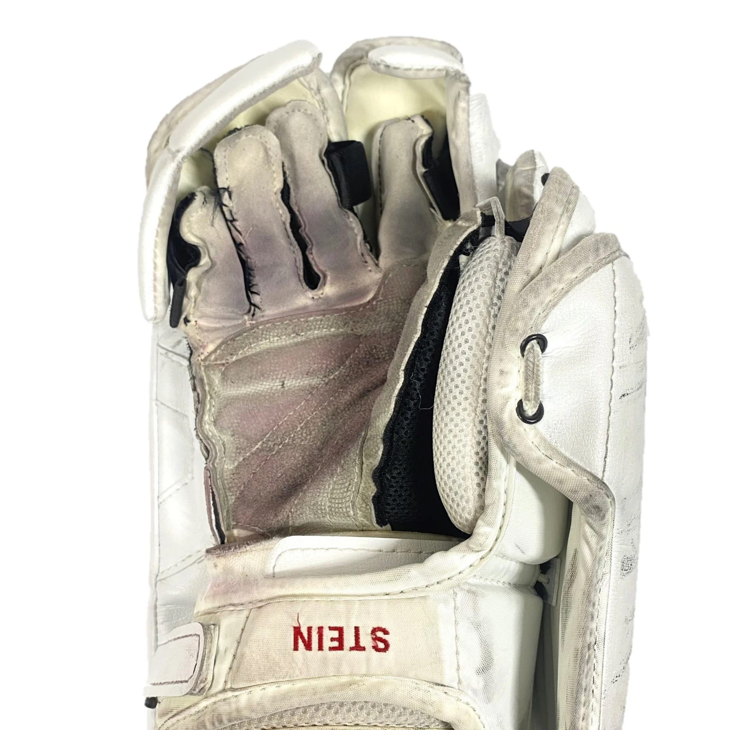 Bauer Vaughn Velocity V9 - Used Pro Stock Goalie Blocker (White/Red/Yellow) 5 Bauer Vaughn Velocity V9 - Used Pro Stock Goalie Blocker (White/Red/Yellow) - Image 3