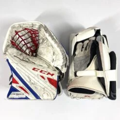 CCM Extreme Flex IV - Used Pro Stock Goalie Pads - Full Set (White/Blue/Red) -Hockey Stick Man Photo2023 05 04 43552PM