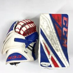 CCM Extreme Flex IV - Used Pro Stock Goalie Pads - Full Set (White/Blue/Red) -Hockey Stick Man Photo2023 05 04 43657PM