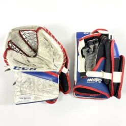 CCM Extreme Flex III - Used Pro Stock Goalie Pads - Full Set (White/Blue/Red) -Hockey Stick Man Photo2023 05 05 22439PM