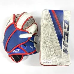 CCM Extreme Flex III - Used Pro Stock Goalie Pads - Full Set (White/Blue/Red) -Hockey Stick Man Photo2023 05 05 22505PM