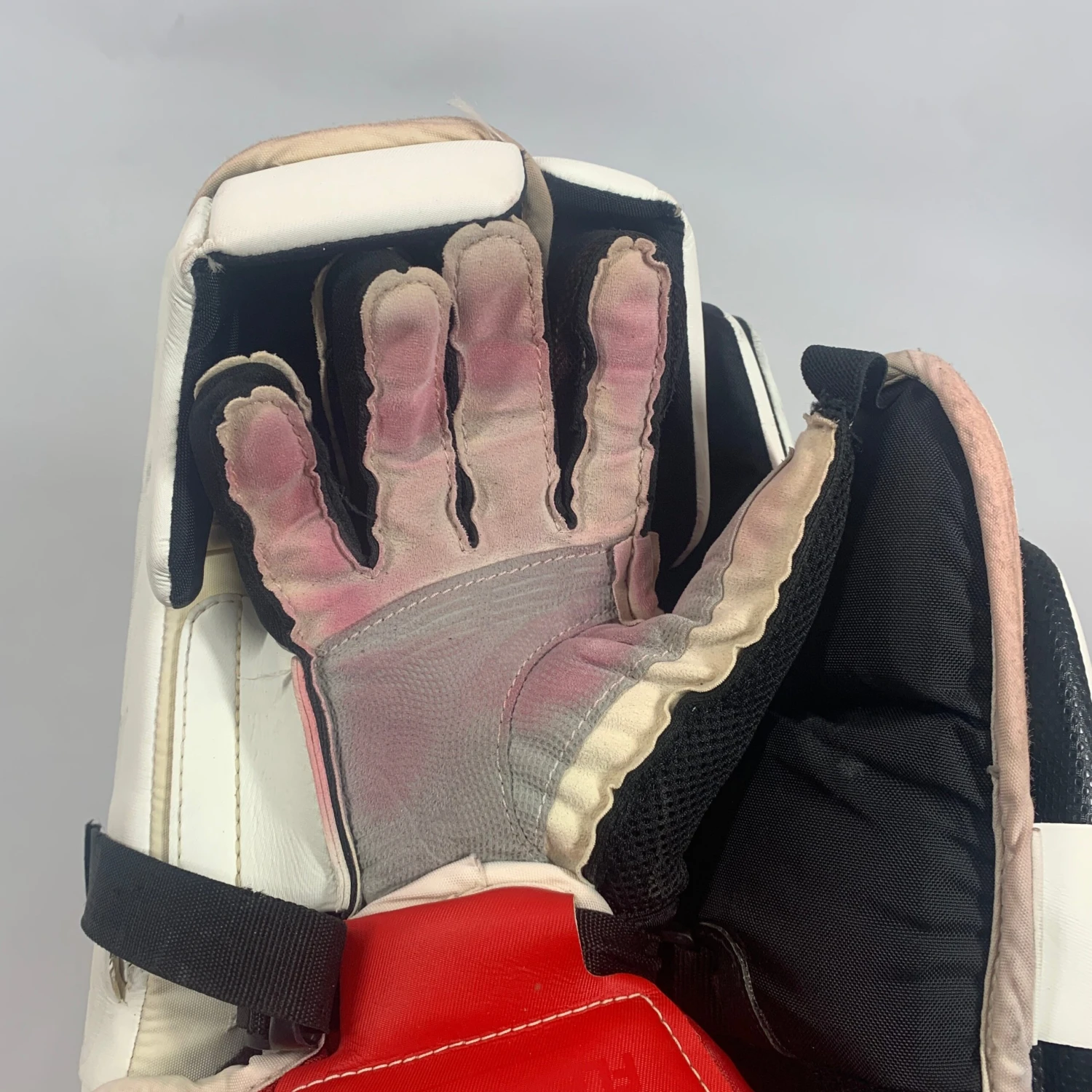 CCM Extreme Flex 6 - Used NHL Pro Stock Goalie Blocker (Red/Yellow) 5 CCM Extreme Flex 6 - Used NHL Pro Stock Goalie Blocker (Red/Yellow) - Image 3