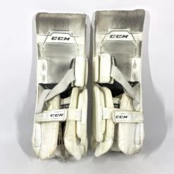 CCM AXIS - Used Pro Stock Goalie Pads (White) -Hockey Stick Man Photo2023 06 13 121308PM