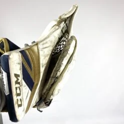 CCM Premier II - Used Pro Stock Goalie Glove (White/Gold/Navy) -Hockey Stick Man Photo2023 06 15 33509PM