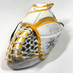 Bauer Vapor 2X Pro - Used Pro Stock Goalie Glove (White/Yellow/Red) -Hockey Stick Man Photo2023 06 15 41046PM