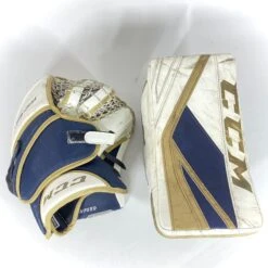 CCM Premier II - NCAA Pro Stock Full Goalie Set (White/Gold/Blue) 17 CCM Premier II - NCAA Pro Stock Full Goalie Set (White/Gold/Blue) -Hockey Stick Man Photo2023 08 16 121413PM